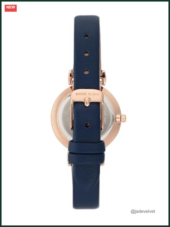 Women\'s Navy Leather Strap Watch with Arabic Numerals, Japanese Quartz, Water